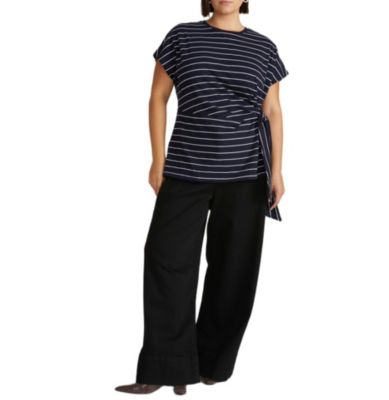 Universal Standard Женский топ Plus Size Crescent Breton Stripe Knot Tee