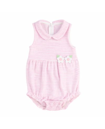 Florence Eiseman Baby Girls Stripe Terry Romper with Flowers