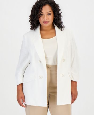 Блейзер Plus Size Jones New York с открытым передом и рукавами-сборками