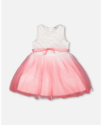 Детское плиссированное сетчатое платье Deux par Deux White and Pink