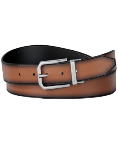 Мужской кожаный ремень Michael Kors Gunmetal Buckle