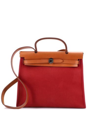 HERMÉS Сумка 31 Herbag Zip из кожи и канваса, б/у