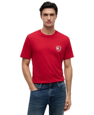Tommy Hilfiger Men's Red, White, and Blue Box Flag Regular-Fit T-Shirt