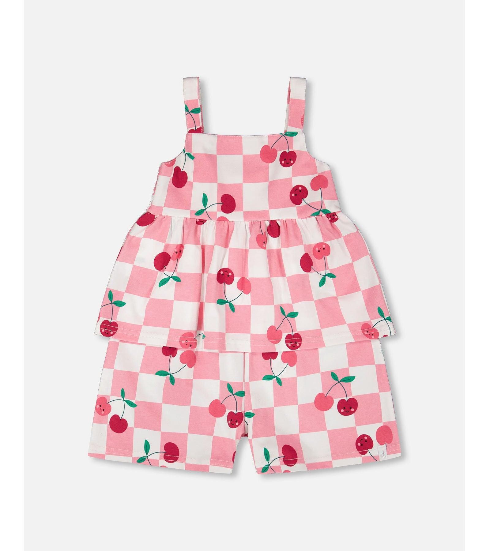 Ромпер Deux par Deux Little Girls Cotton Jersey Printed Cherries