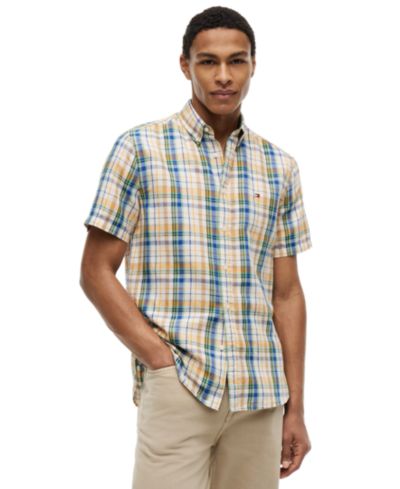 Мужская рубашка Tommy Hilfiger Linen blend madras short-sleeve