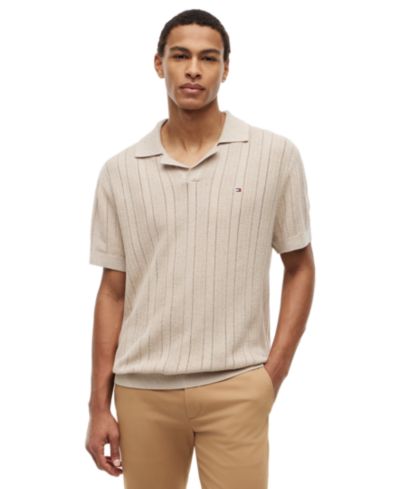 Мужской джемпер-поло Tommy Hilfiger Pointelle Open Knit Johnny Collar Short Sleeve