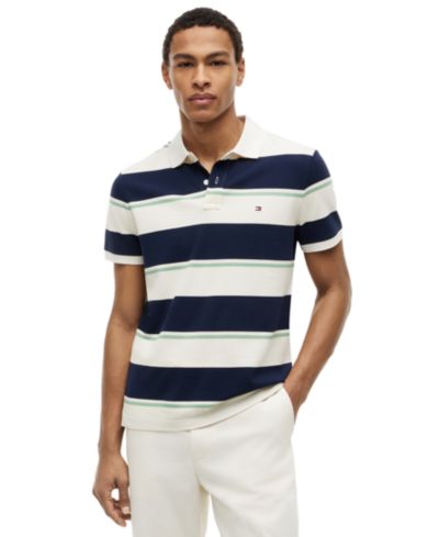 Tommy Hilfiger Мужская рубашка поло из пике с полоской Varied Roadmap, Regular-Fit