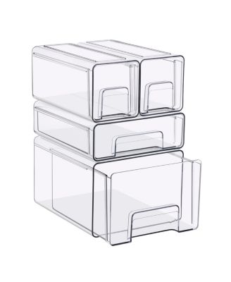 Sorbus 4 Piece Clear Stackable Storage Drawers Case with Handles - for Bathroom, Closet, Pantry, Cabinet, Medicine & Baby Bottle Storage