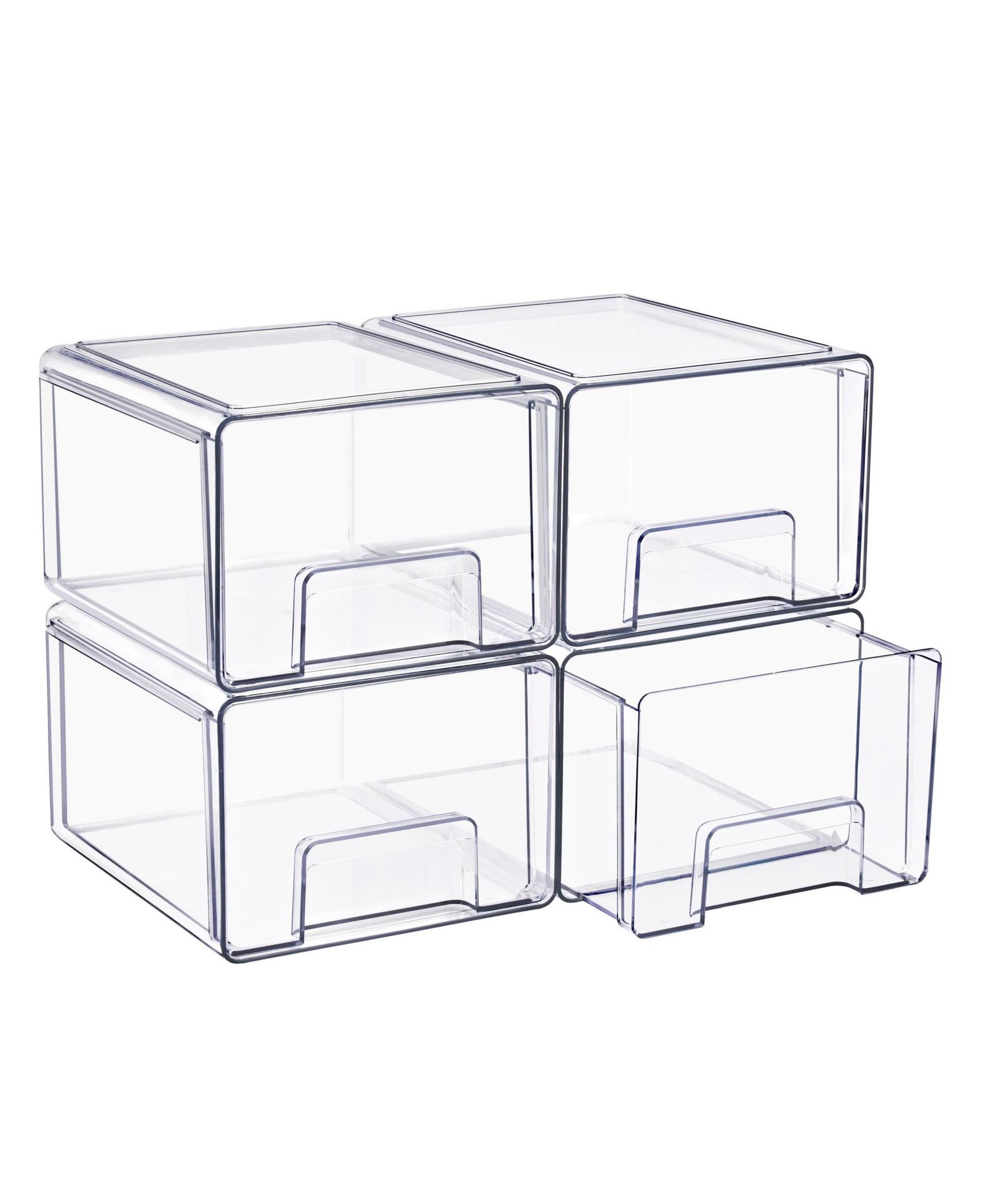 Sorbus 4-Pack Large Clear Stackable Storage Drawers Case with Handles - for Bathroom, Closet, Pantry, Cabinet, Medicine & Baby Bottle Storage