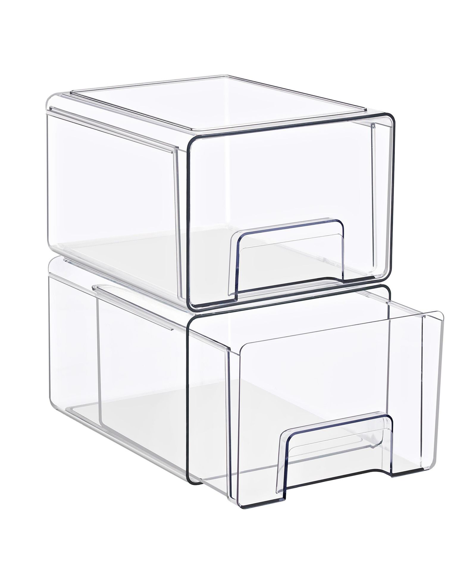Sorbus 2-Pack Large Clear Stackable Storage Drawers Case with Handles - for Bathroom, Closet, Pantry, Cabinet, Medicine & Baby Bottle Storage