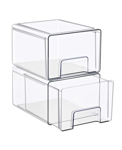 Sorbus 2-Pack Large Clear Stackable Storage Drawers Case with Handles - for Bathroom, Closet, Pantry, Cabinet, Medicine & Baby Bottle Storage