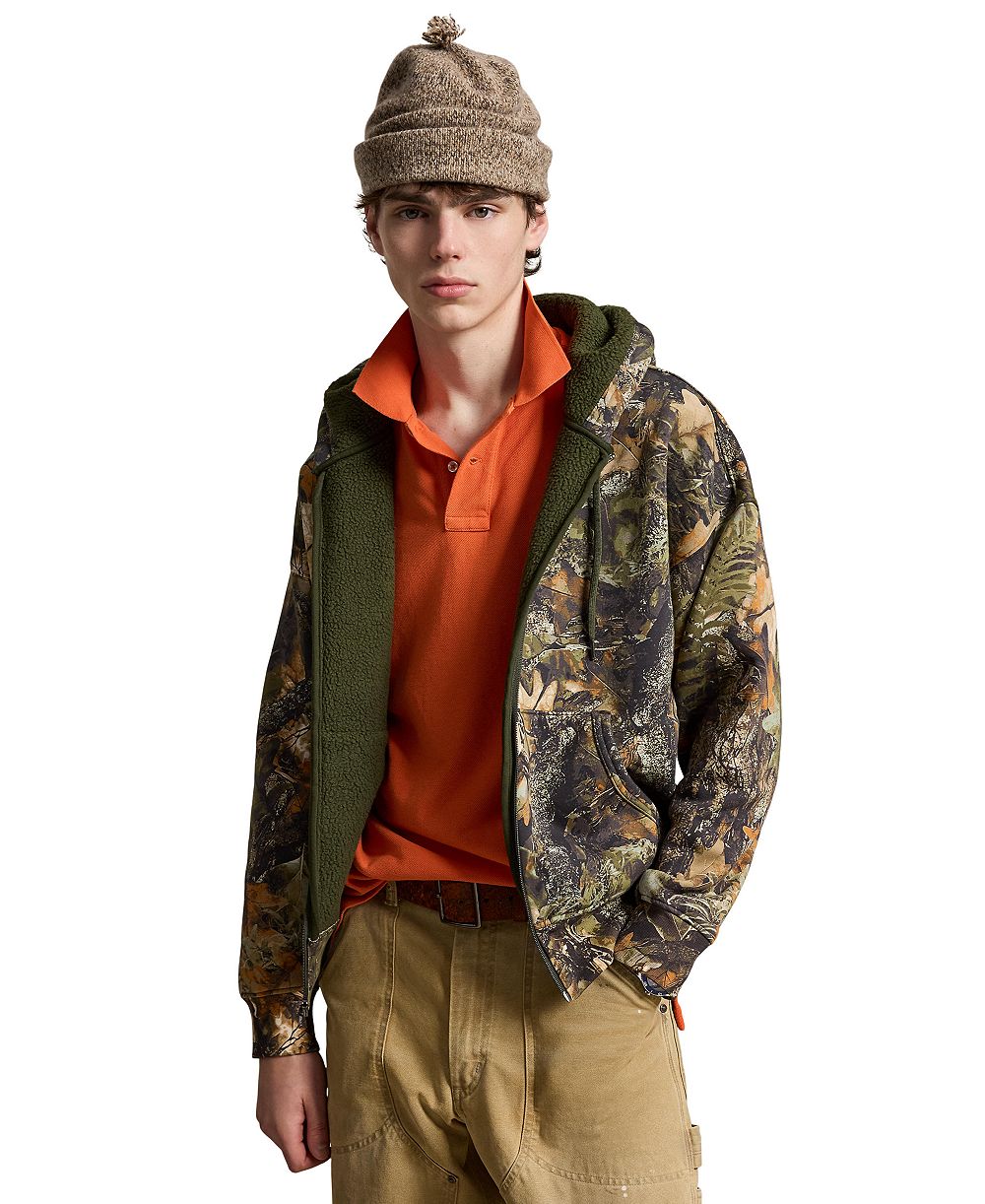 Polo Ralph Lauren мужской худи с полным zipperом и камуфляжным принтом, свободный крой