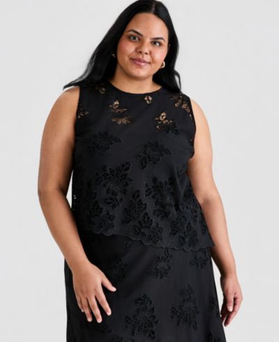 And Now This модная асимметричная хлопковая майка Plus Size с вышивкой
