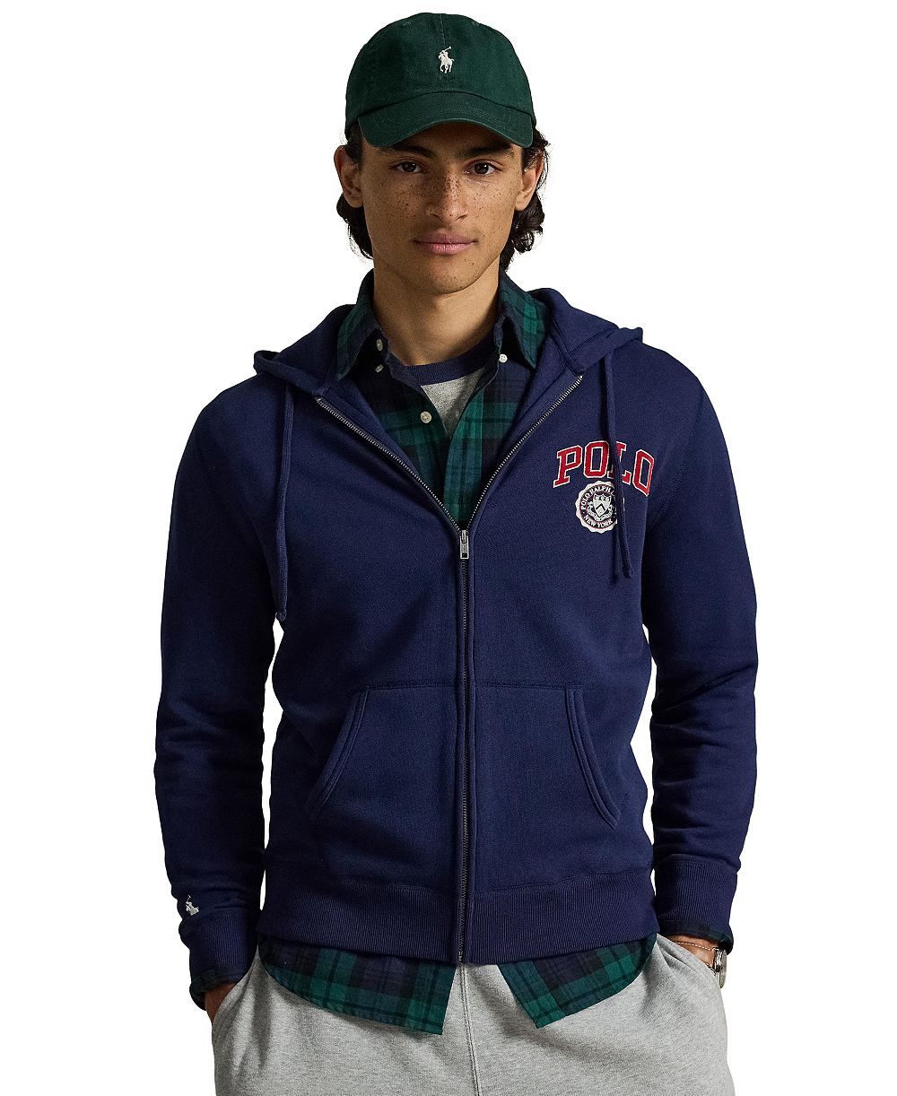Мужской флисовый худи с полной молнией и логотипом Polo Ralph Lauren