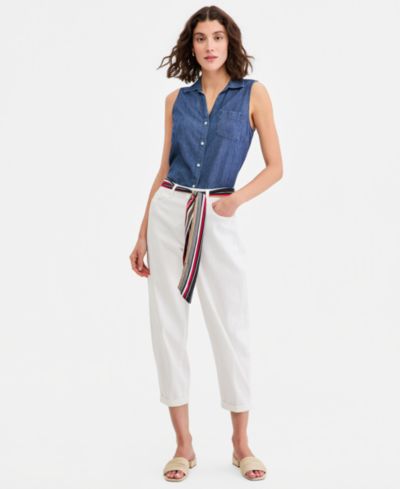 Nautica Women's Belted Carrot-Leg Jeans
