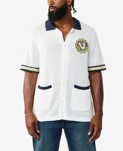 True Religion Мужская рубашка Crest Knit с коротким рукавом