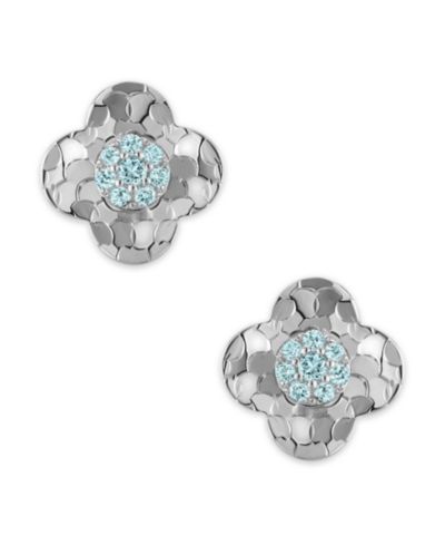 Серьги Macy's Swiss Blue Topaz Clover Glitter Texture 14k White Gold
