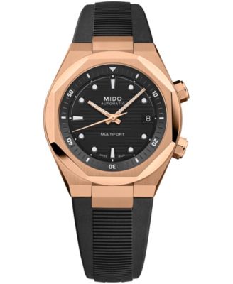 Mido Men's Swiss Automatic Multifort 8 Two Crowns Black Rubber Watch 40mm