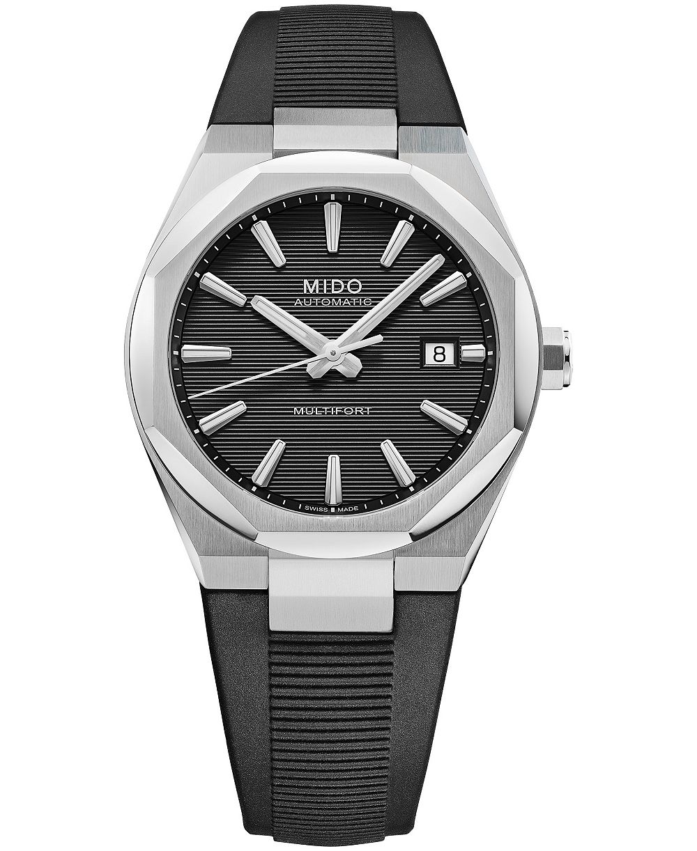 Mido Men's Automatic Multifort 8 One Crown Black Rubber Watch 40mm