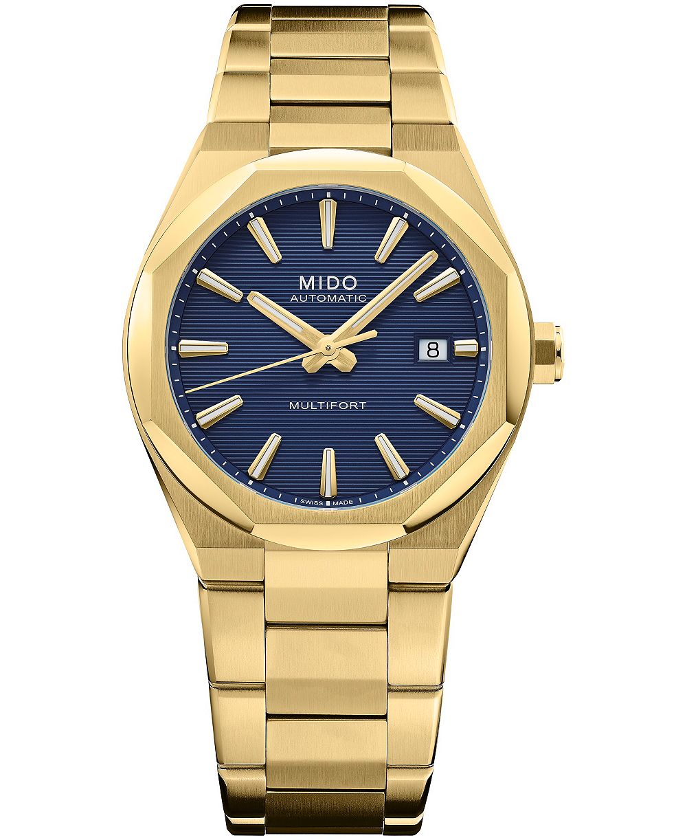 Mido Men's Swiss Automatic Multifort 8 One Crown Gold-Tone Stainless Steel Bracelet Watch 40mm