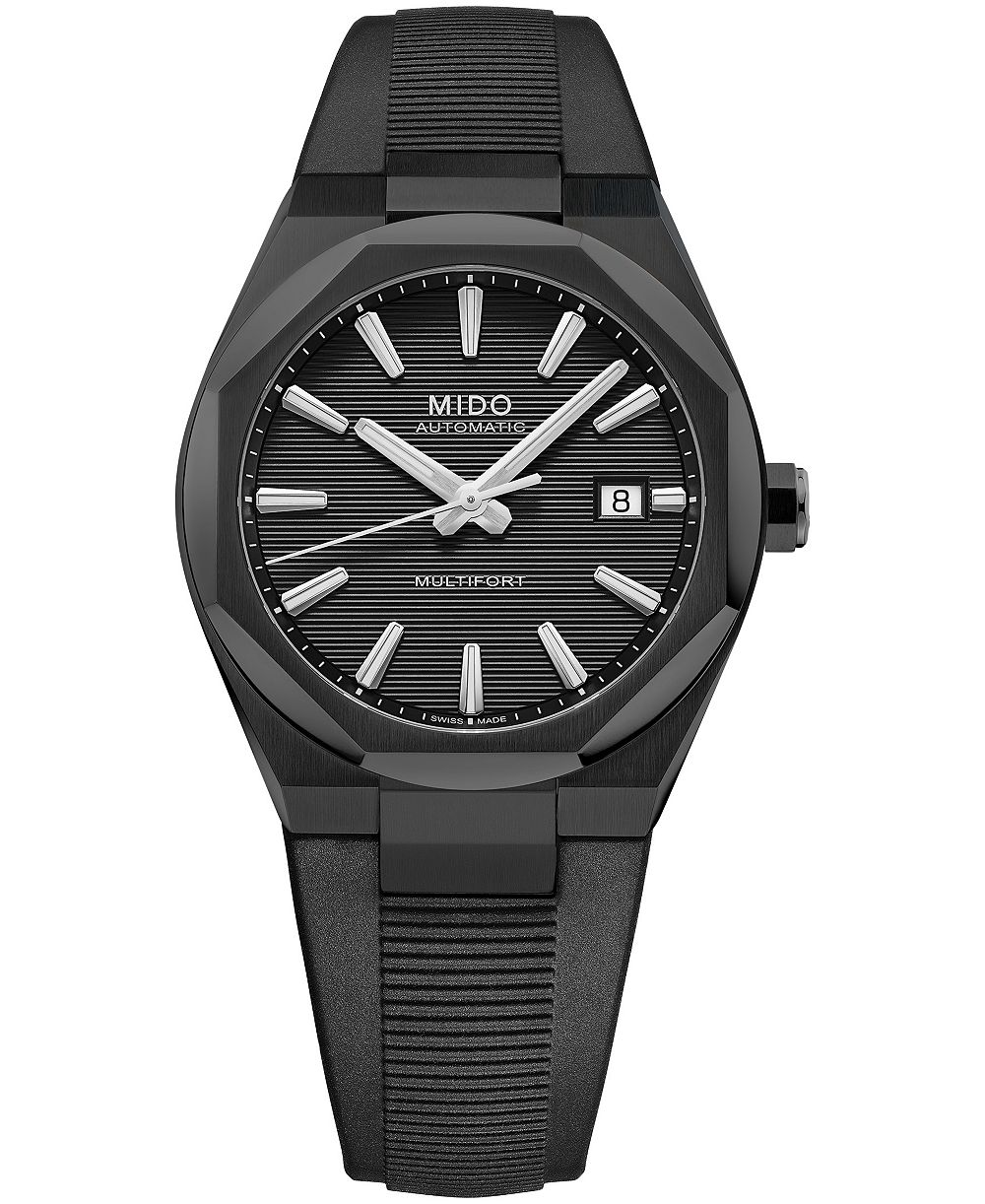 Mido Men's Swiss Automatic Sport Multifort 8 One Crown Black Rubber Watch 40mm