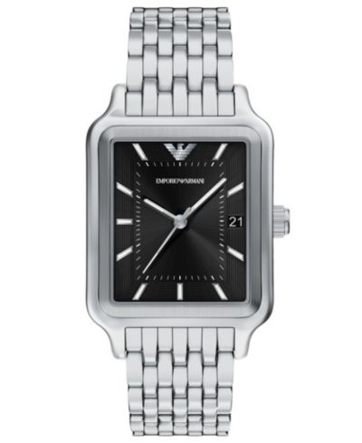 Emporio Armani Men's Quartz Three-Hand Silver Stainless Steel Watch, 36mm