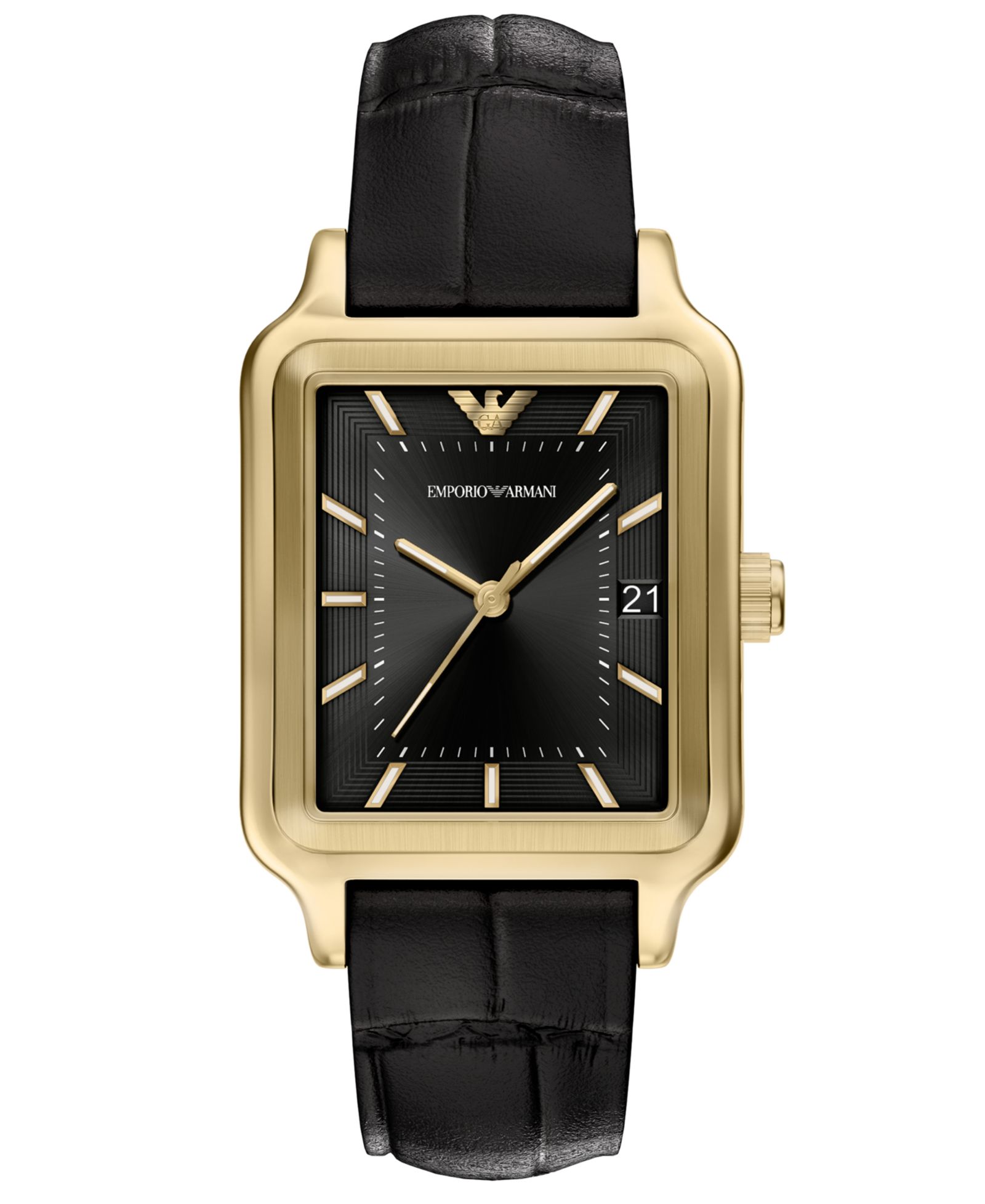 Emporio Armani Men's Quartz Three-Hand Black Leather Watch, 36mm
