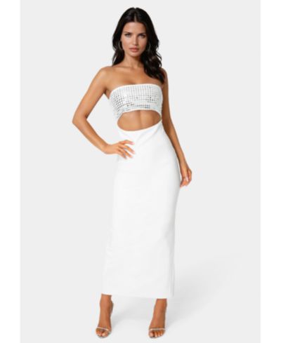 Bebe Женское платье Bebe Embellished Strapless Column