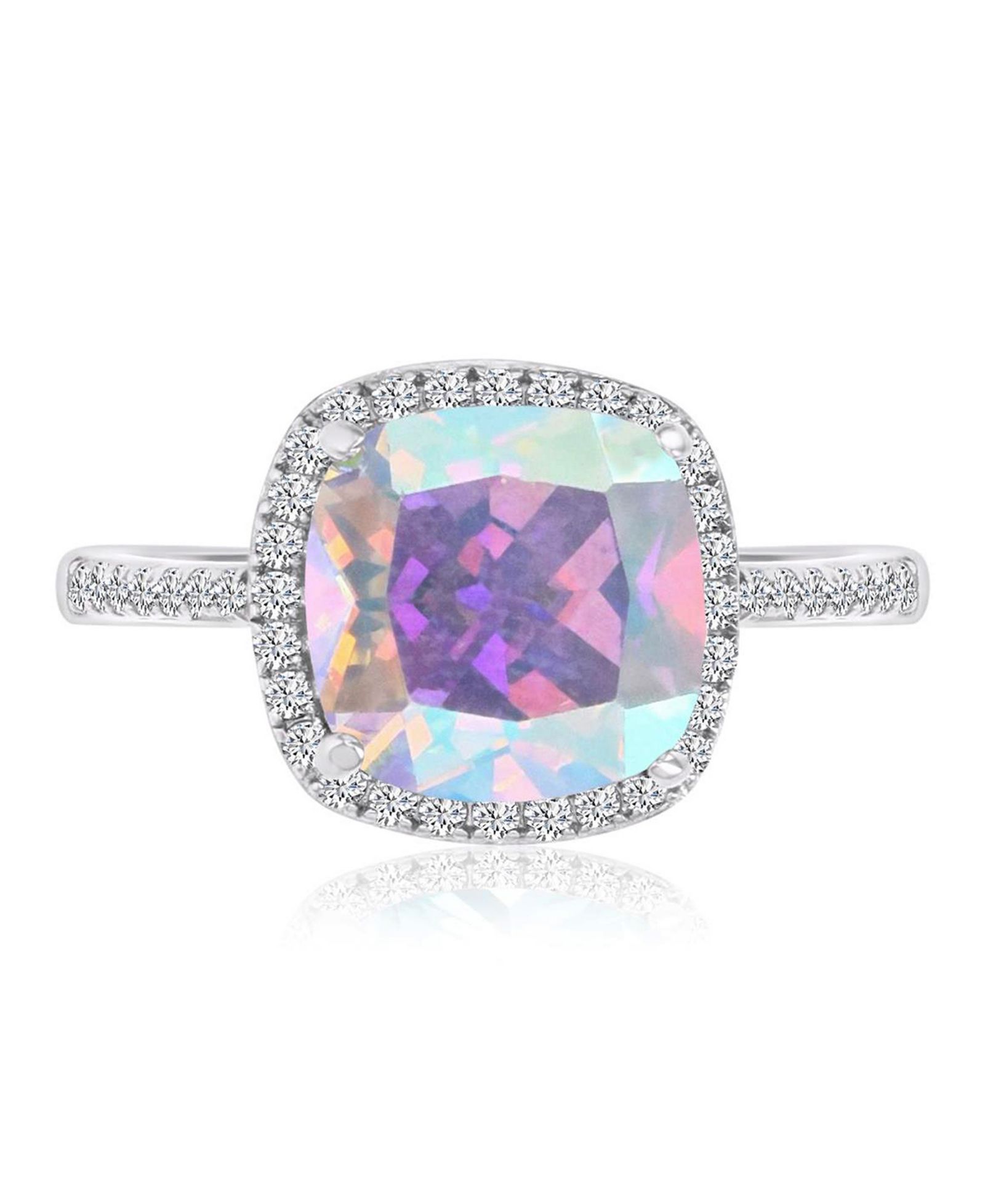 Помолвочное кольцо Macy's Aurora Borealis и Cubic Zirconia с ореолом