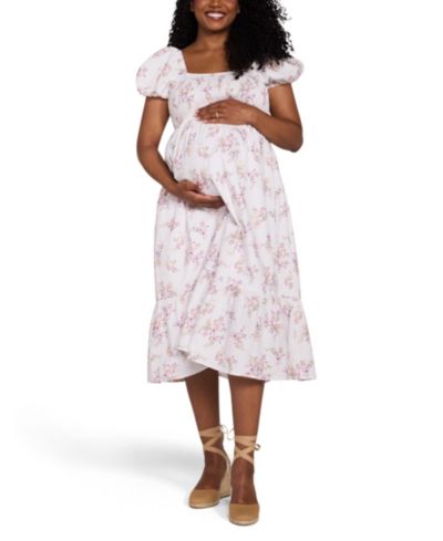 Женское платье Motherhood Maternity Smocked Bodice с пышными рукавами миди