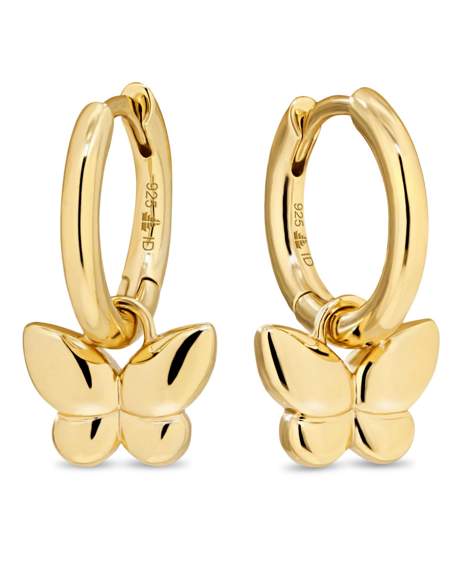 Devata Butterfly Hoop Earrings in Plated Sterling Silver