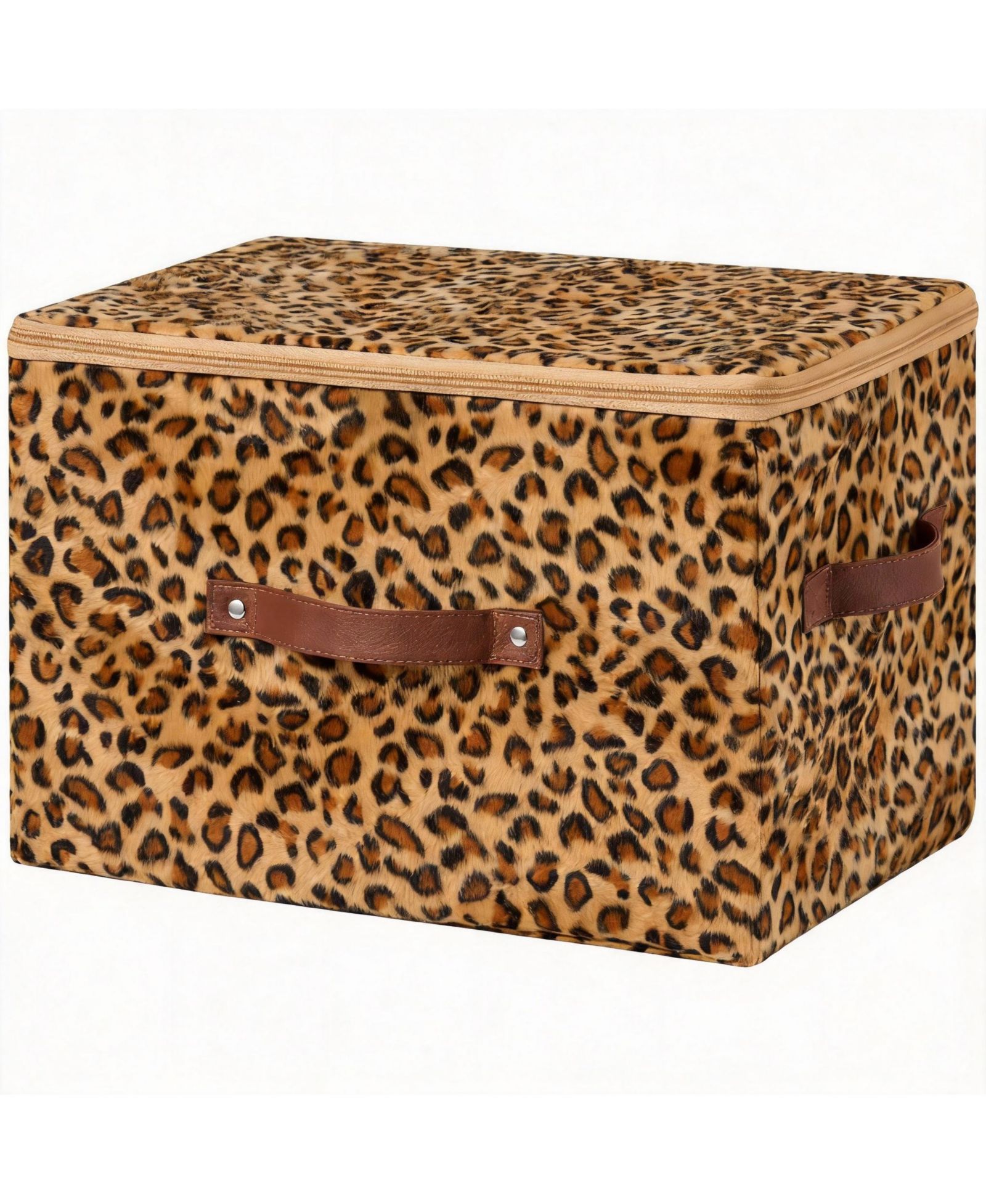 Органайзер для хранения YIGII Leopard Print с крышкой на молнии, складной