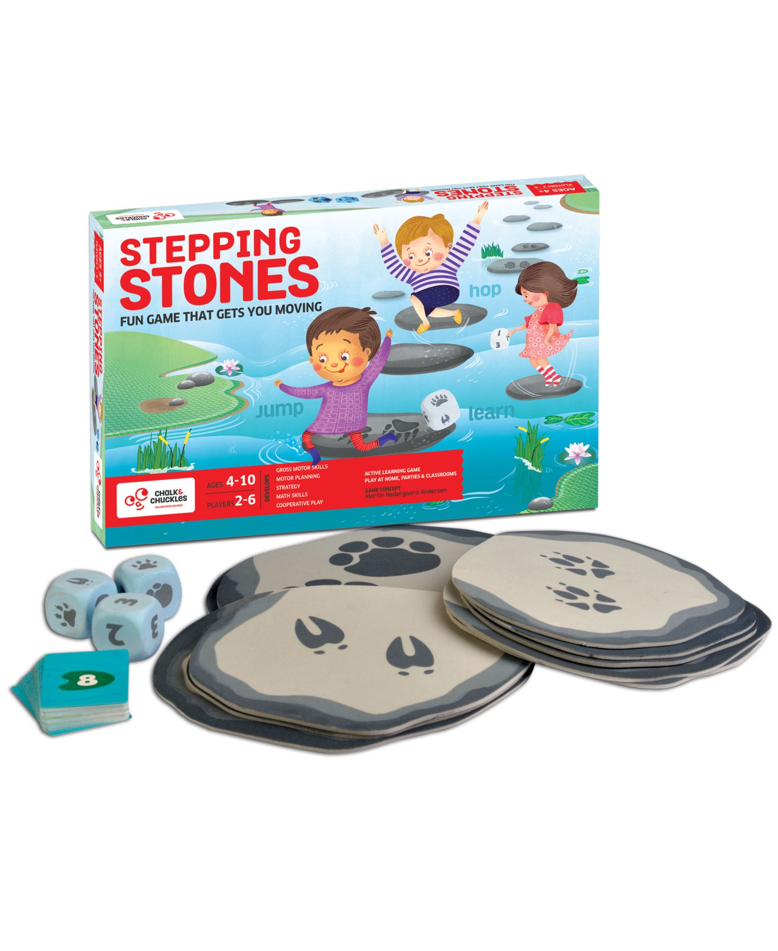 Chalk & Chuckles Stepping Stones Active Movement Math Physical Game, Ages 3+