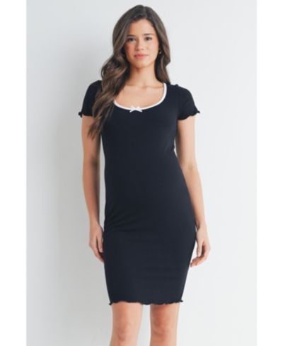 Платье Hello Miz Women's Maternity Ribbed Bodycon Scoop Neck Short-Sleeve