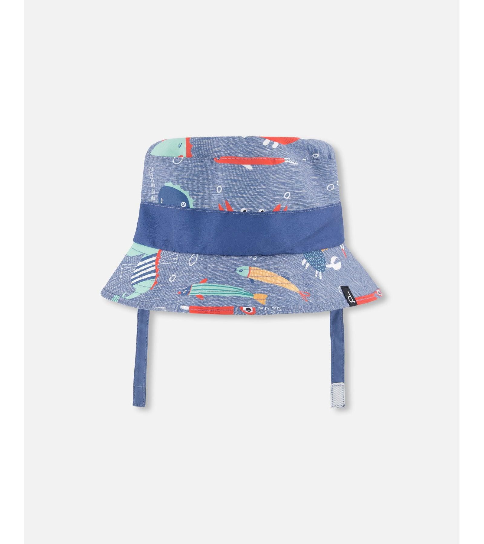 Deux par Deux Baby Boys Polyester Beach Hat Marine Animal Print