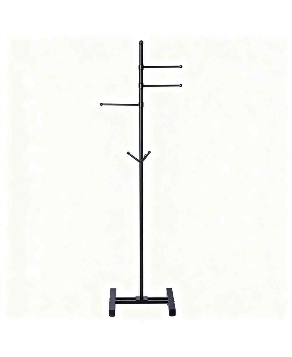 YIGII Heavy Duty Metal Coat Rack with 3 Arms and 5 Hooks for Various Spaces