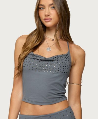 Женский топ Edikted Klara с пайетками и воротником Halter