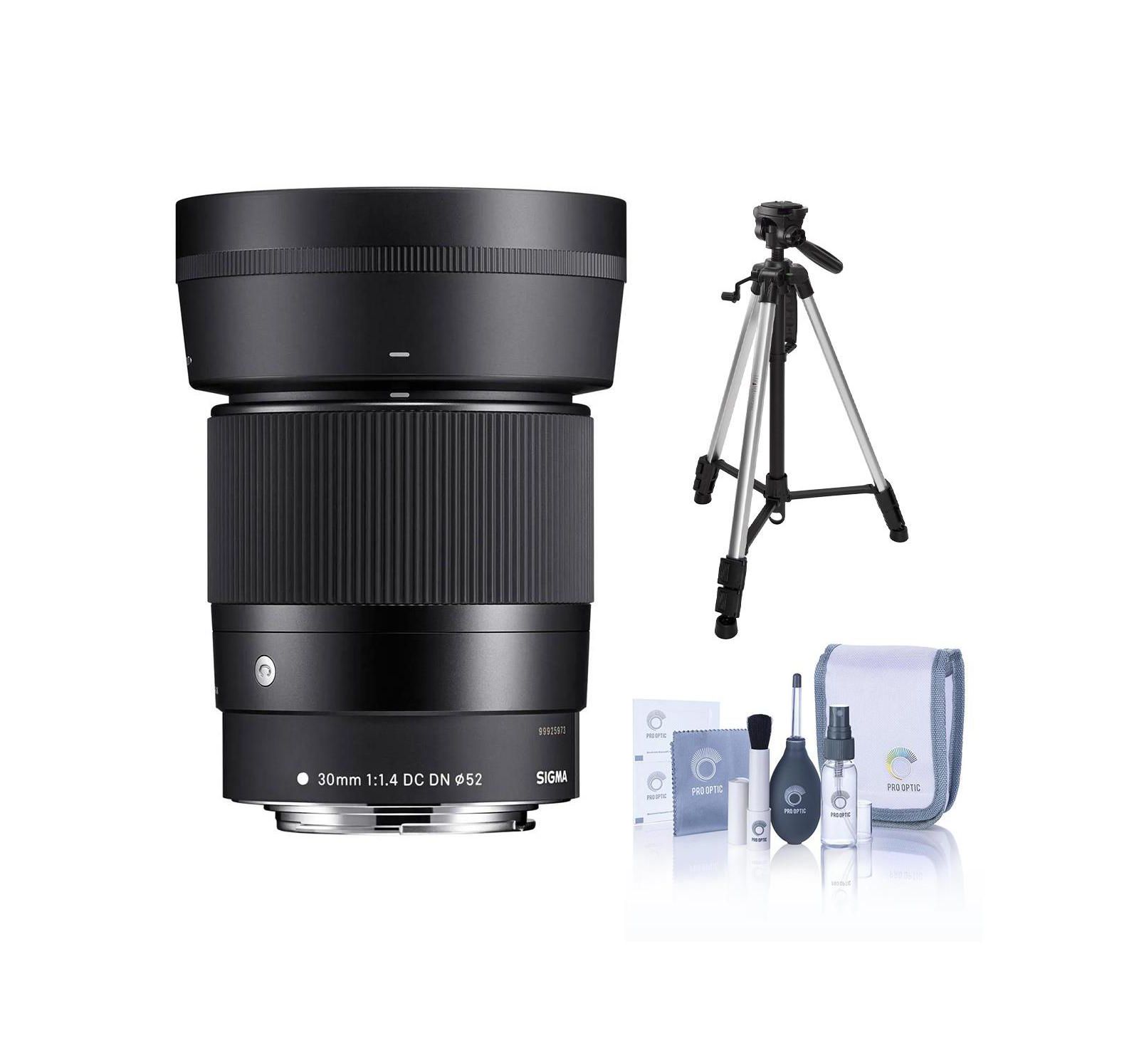 Sigma Contemporary 30mm f/1.4 DC DN Large-Aperture Lens with Tripod and Cleaning Kit for Canon EF-M