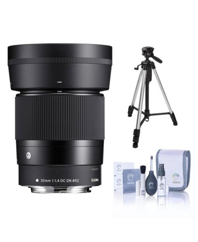 Sigma Contemporary 30mm f/1.4 DC DN Large-Aperture Lens with Tripod and Cleaning Kit for Canon EF-M