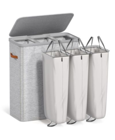 Sorbus 3-Compartment Laundry Basket with Removable Laundry Bag - Durable Organizer for Bathroom, Bedroom, or Laundry Room - Space Saving Design