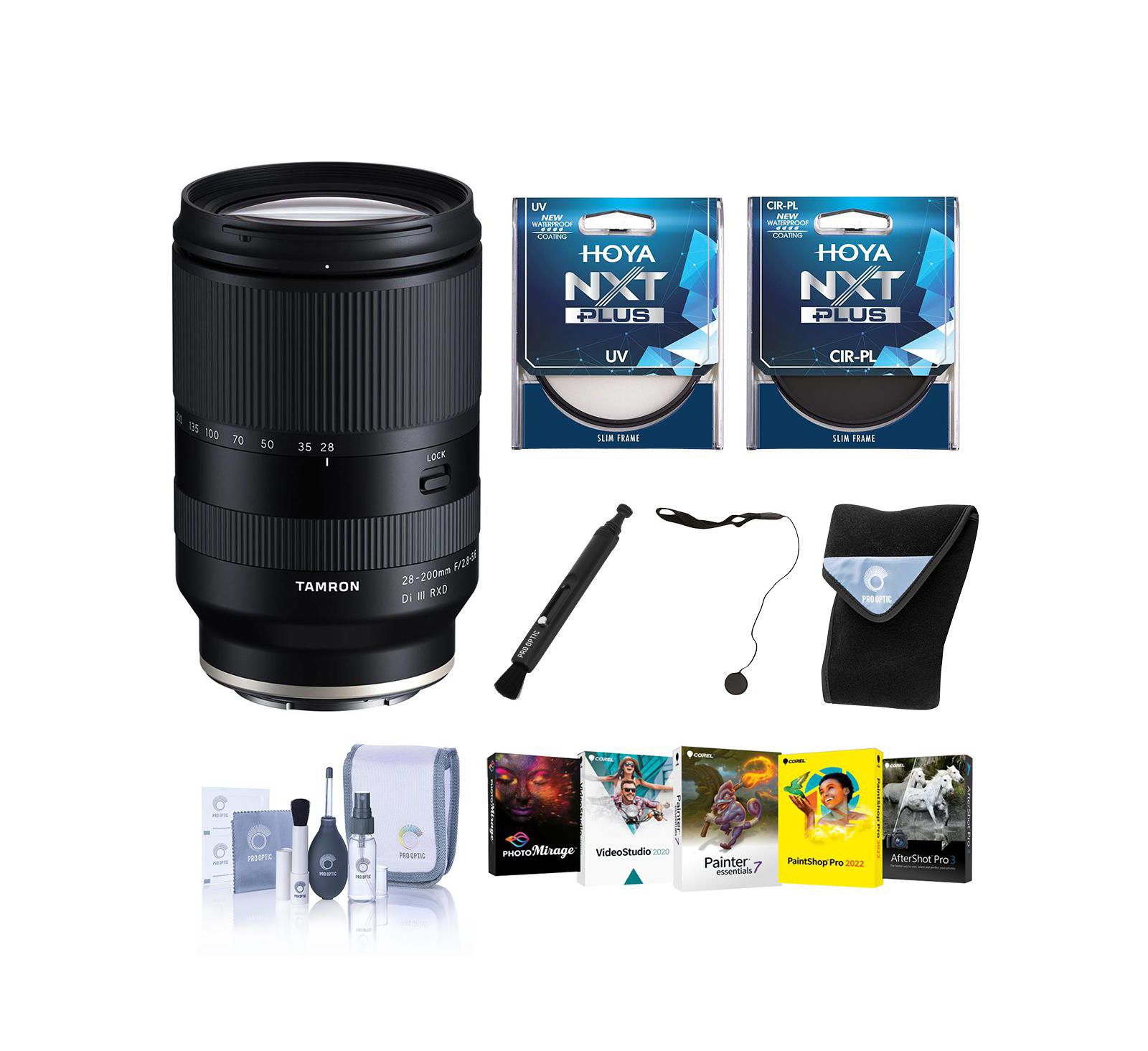 Tamron объектив 28 200mm f/2.8 5.6 Di III RXD для Sony E с UV фильтром, CPL фильтром, комплектом ПО, ручкой для линз и колпачками