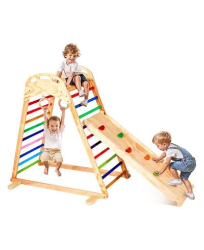 Slickblue Ages 2-6 4-in-1 Wooden Indoor Jungle Gym