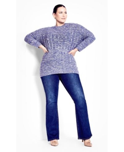 Avenue Women's Plus Size Charli Drop Shoulder Cable Sweater