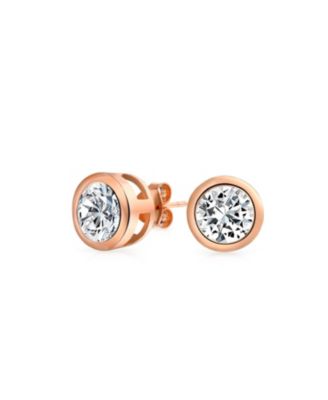 Серьги Bling Jewelry .925 Sterling Silver Timeless Bezel Set Round Solitaire CZ 7MM