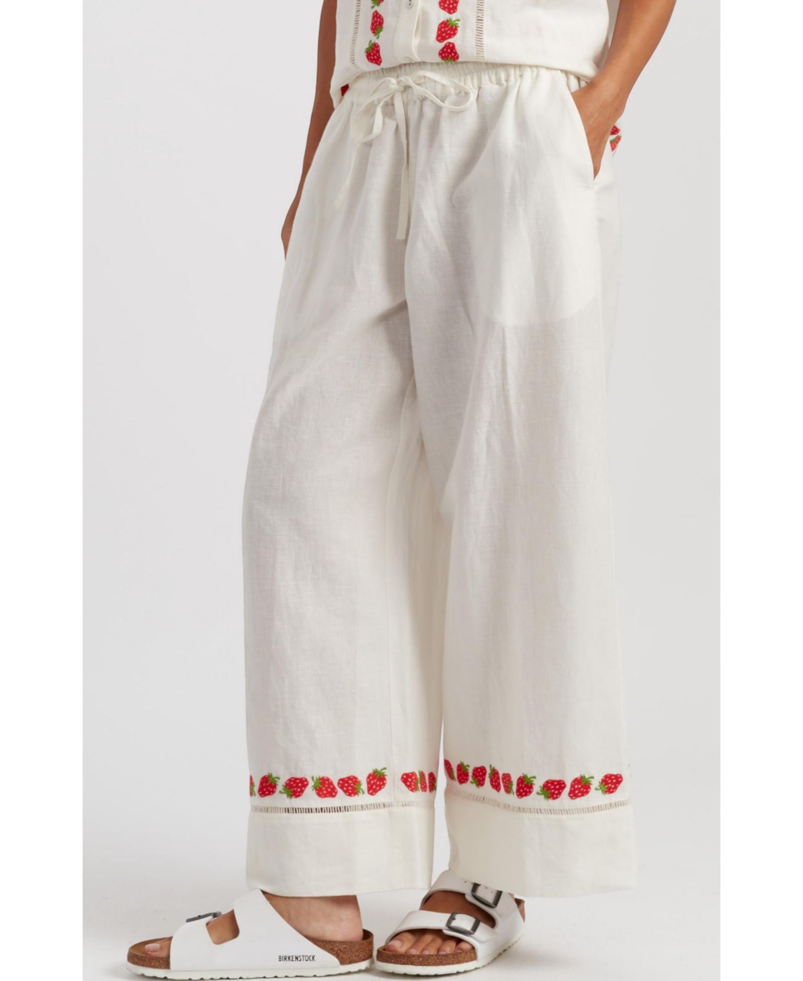 Chinti & Parker Women's Chinti and Parker Linen-Blend Strawberry Trousers