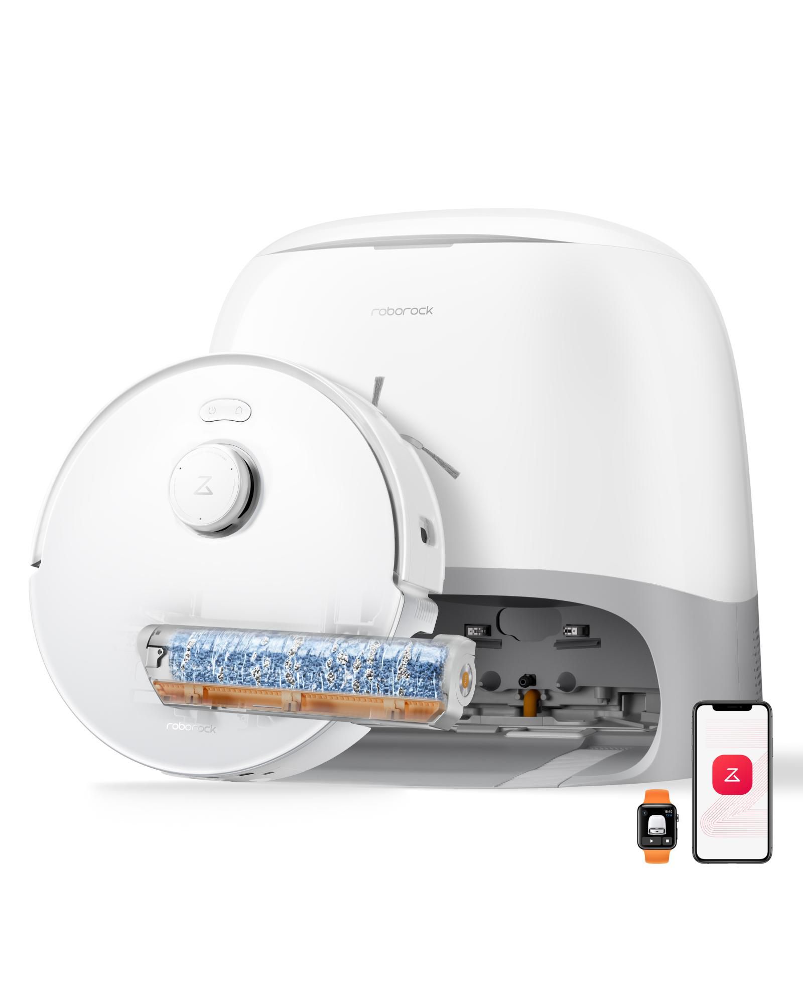Roborock Qrevo Curv 2 Flow Robot Vacuum and Mop, SpiraFlow Real-Time Self-Cleaning Roller Mop, 20,000 Pa, Dual Zero-Tangle System, AI Obstacle Avoidan