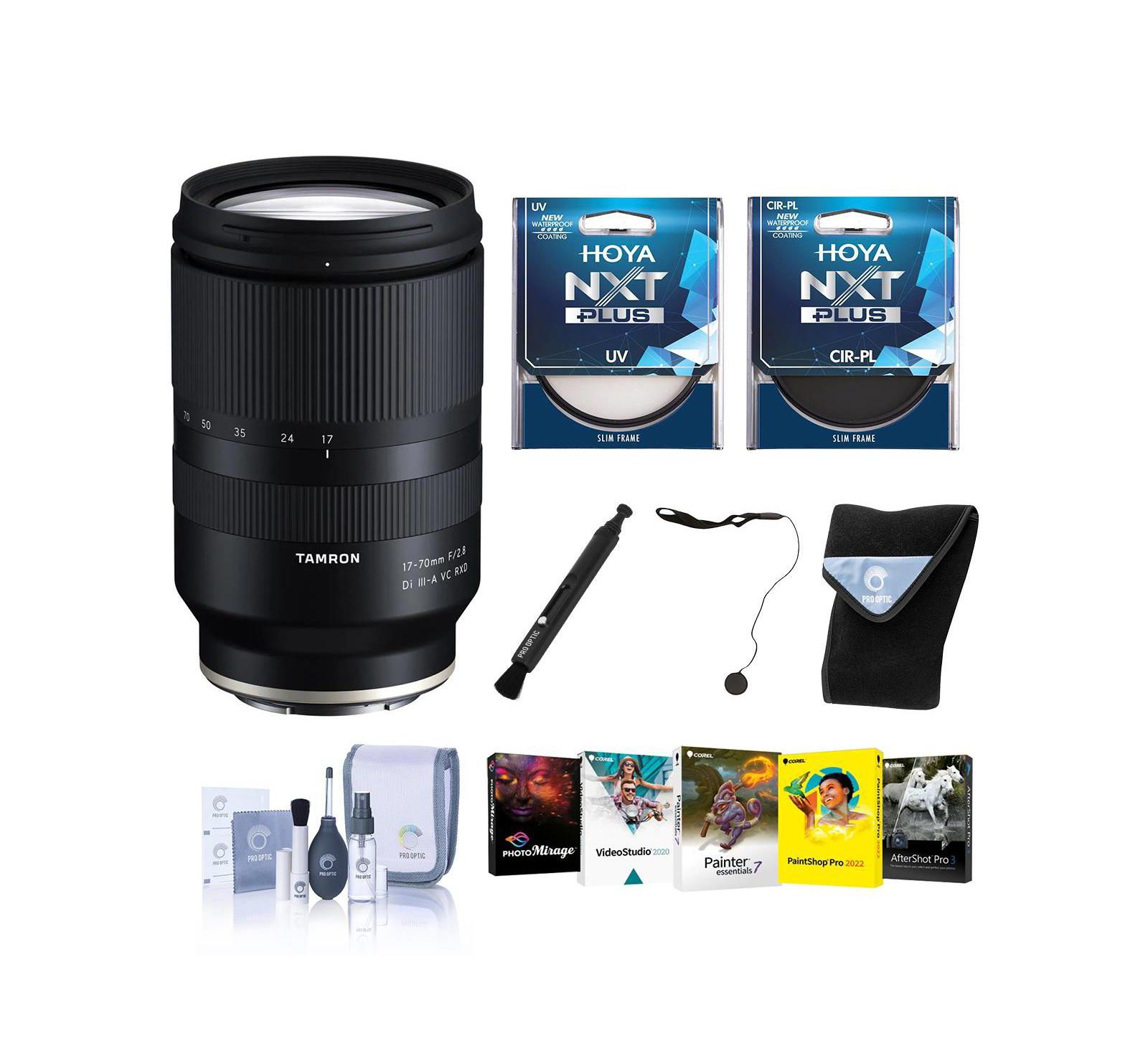 Tamron 17-70mm f/2.8 Di III-A VC RXD объектив для Sony E, комплект с UV-фильтром 67mm, CPL-фильтром 67mm, набором для чистки и ПО