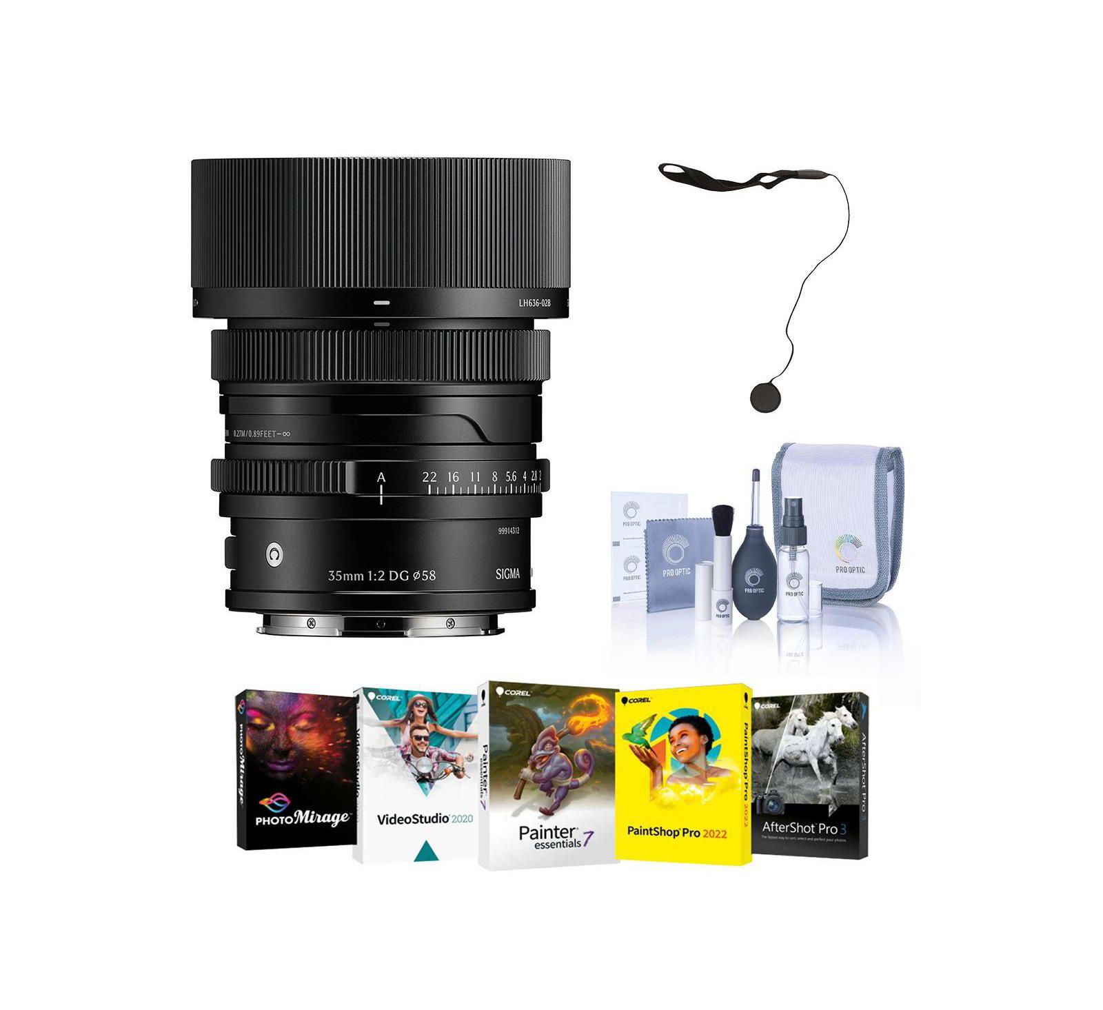 Sigma 35mm f/2 DG Contemporary Lens for L Mount, Black, w/Included Value