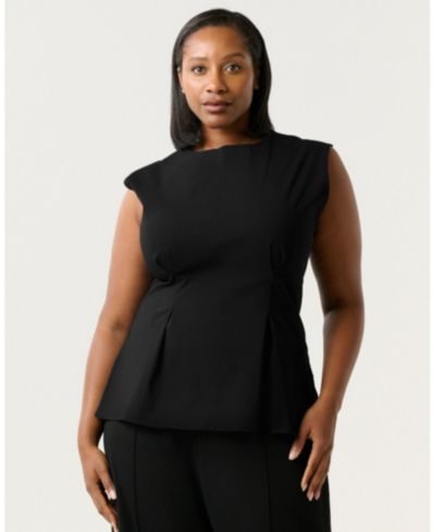 ESTELLE Women's Hallie High-Neck Sleeveless Peplum Top