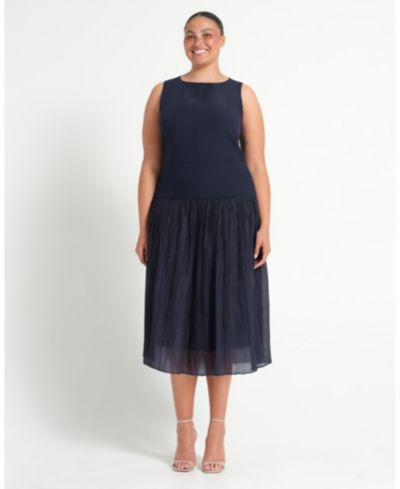 Женское миди-платье ESTELLE Plus Size Jaylee Pleated Drop Waist, Sleeveless